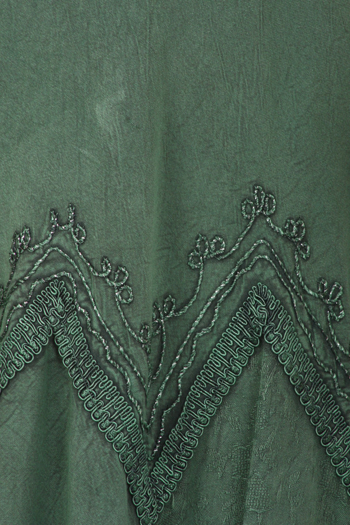 Sakkas Stonewashed Rayon Embroidered Adjustable Spaghetti Straps Long Dress