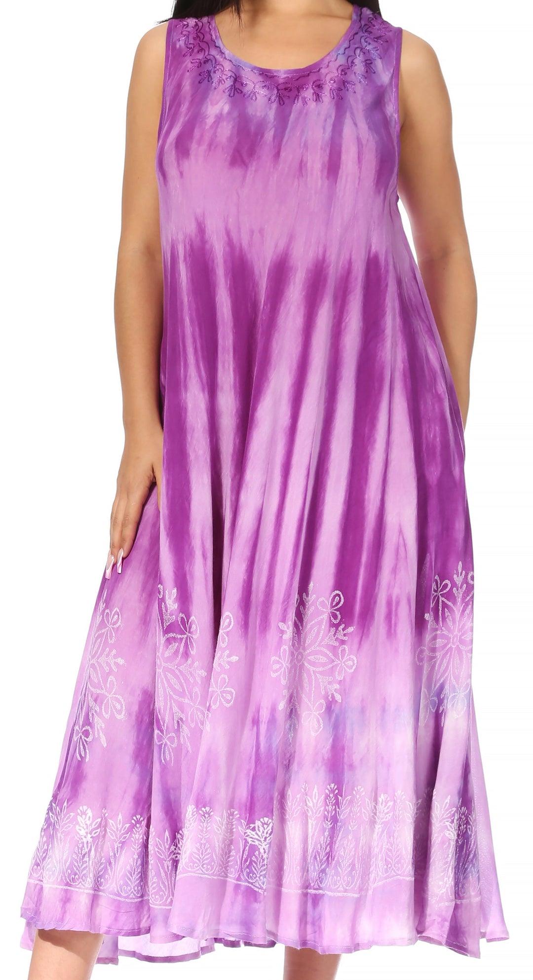 Sakkas Liza Women's Sleeveless Maxi Caftan Dress for Casual Summer Wear with Bohemian Flair and Handy Pockets