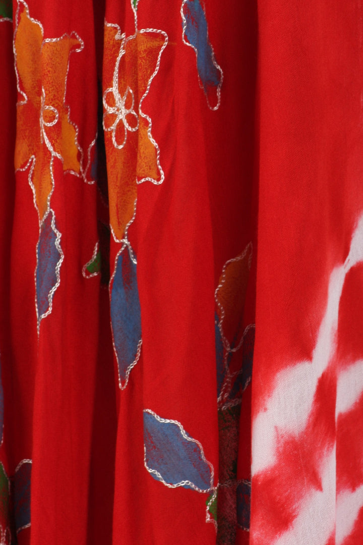 Sakkas Embroidered Painted Floral Cap Sleeve Rayon Dress