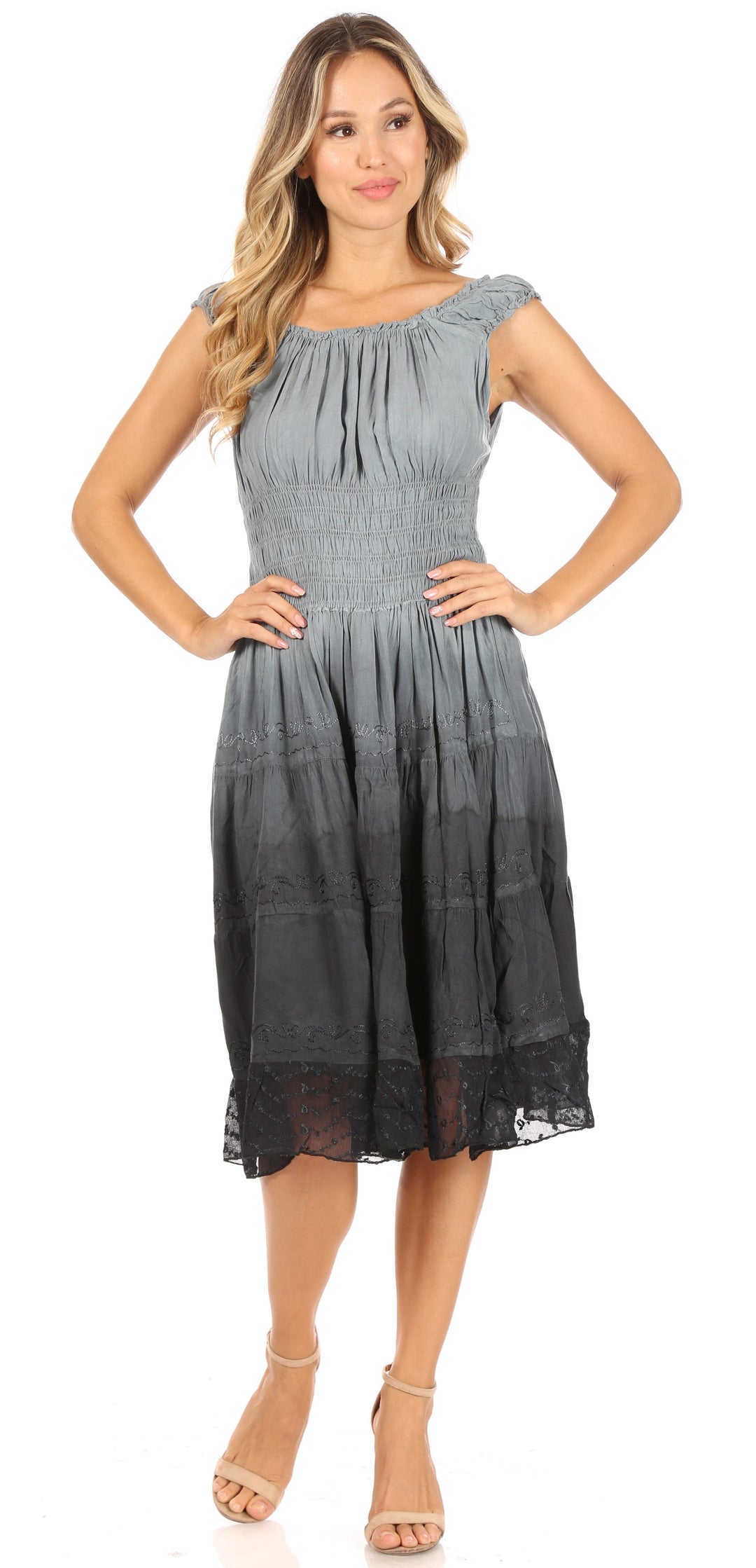 Sakkas Spring Maiden Ombre Peasant Dress