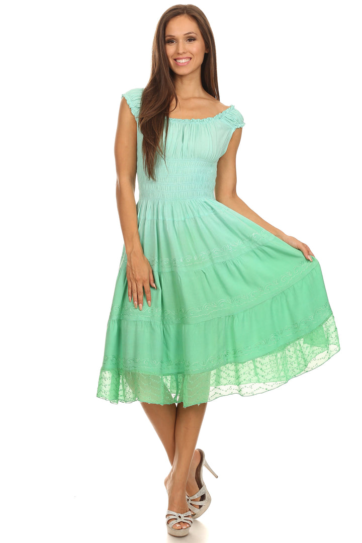 Sakkas Spring Maiden Ombre Peasant Dress