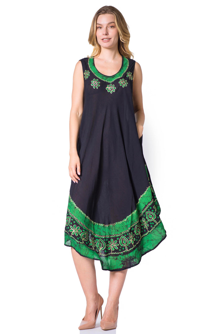 Sakkas Batik Flower Caftan Tank Dress / Cover Up