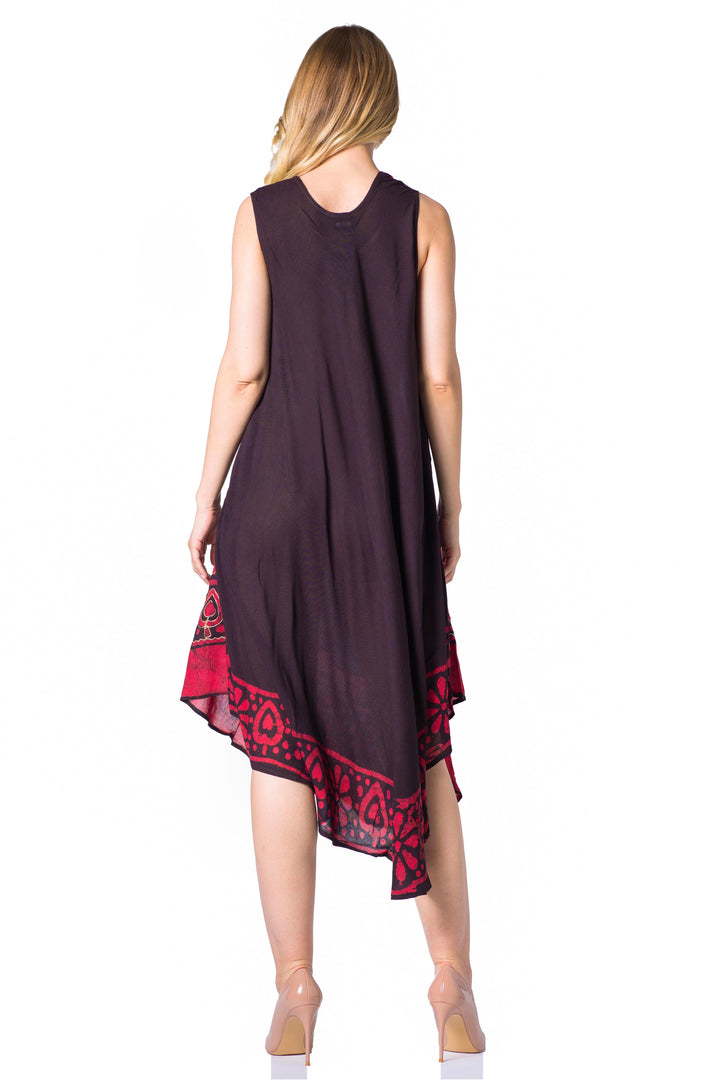 Sakkas Batik Flower Caftan Tank Dress / Cover Up