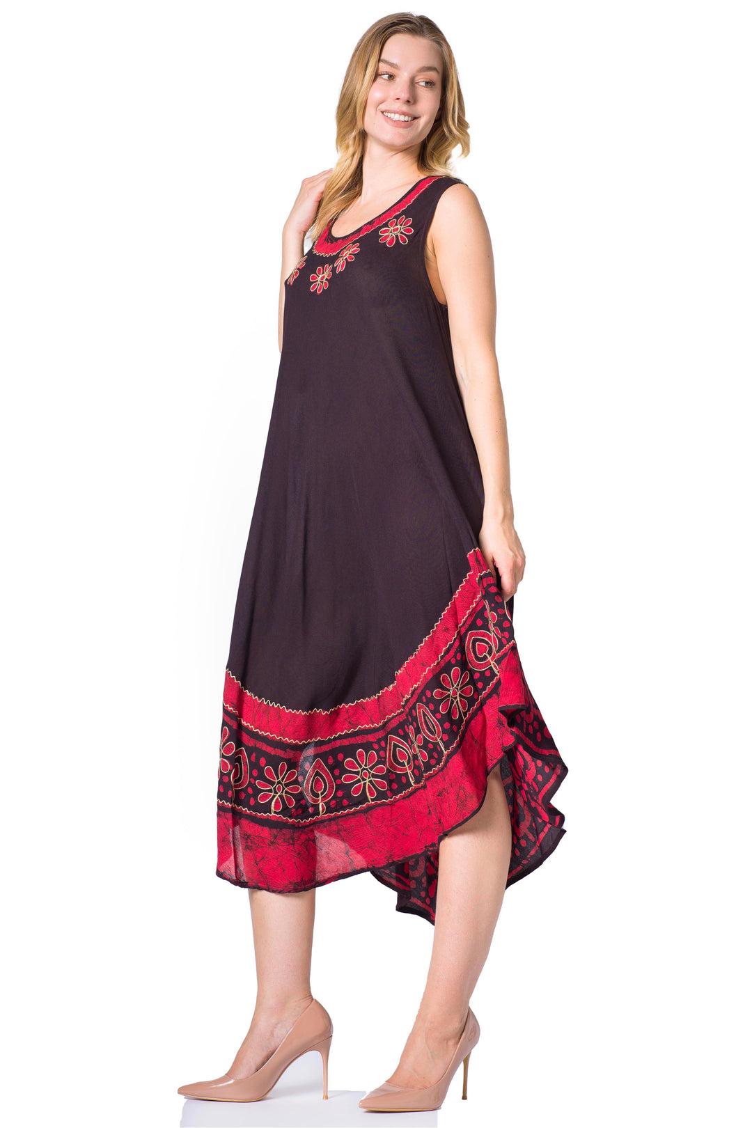 Sakkas Batik Flower Caftan Tank Dress / Cover Up