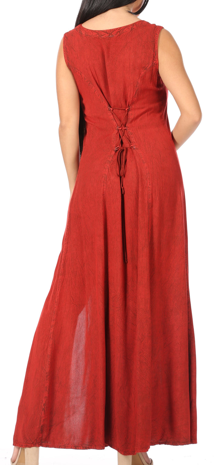 Sakkas Riva Women's Sleeveless Chemise + Over Dress Medieval Celtic Renaissance