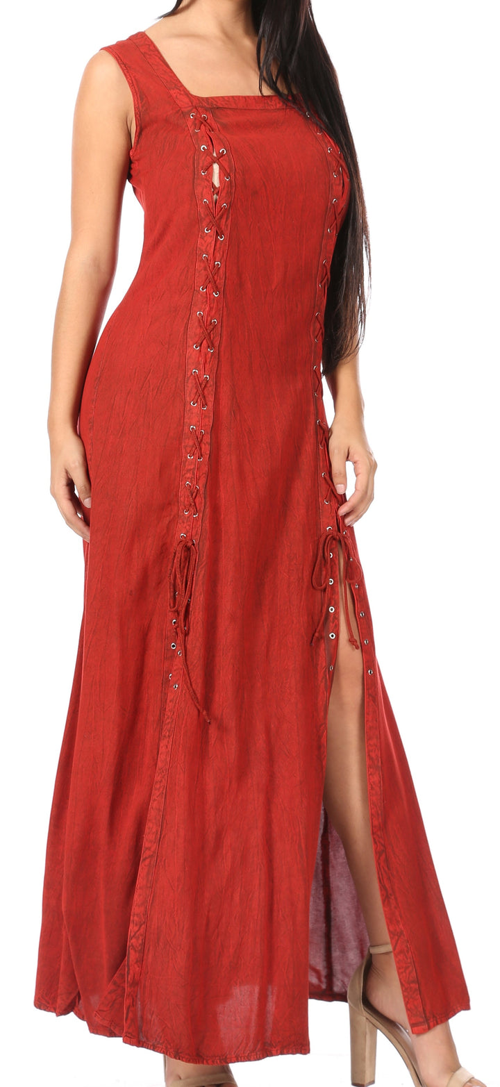 Sakkas Riva Women's Sleeveless Chemise + Over Dress Medieval Celtic Renaissance