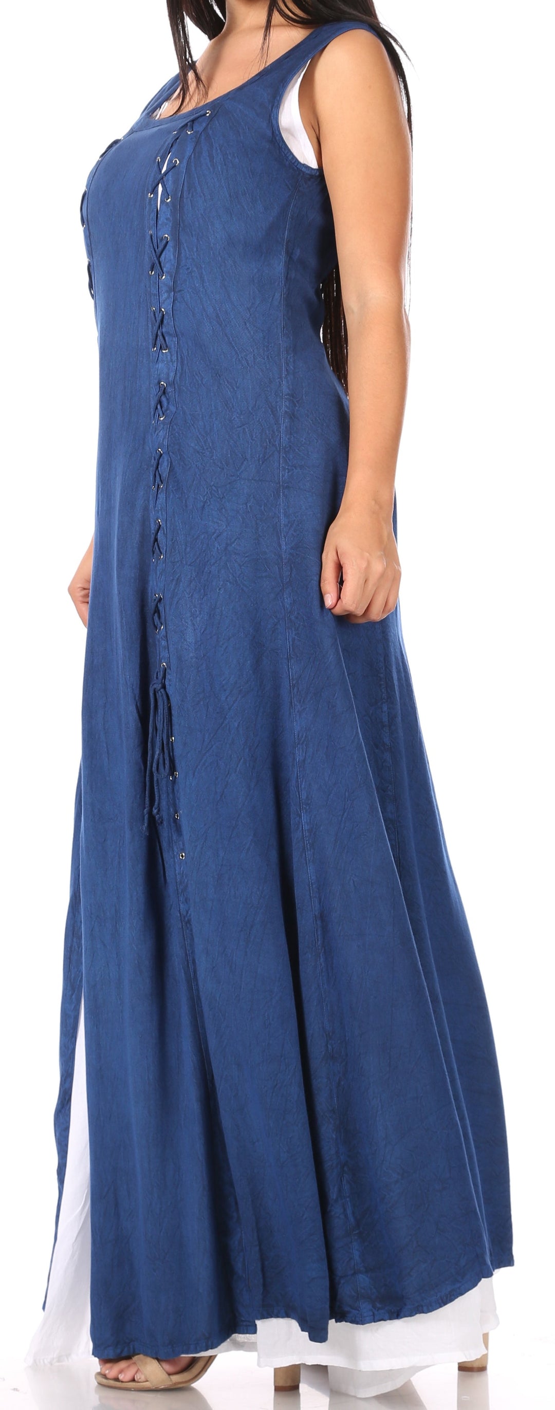 Sakkas Riva Women's Sleeveless Chemise + Over Dress Medieval Celtic Renaissance