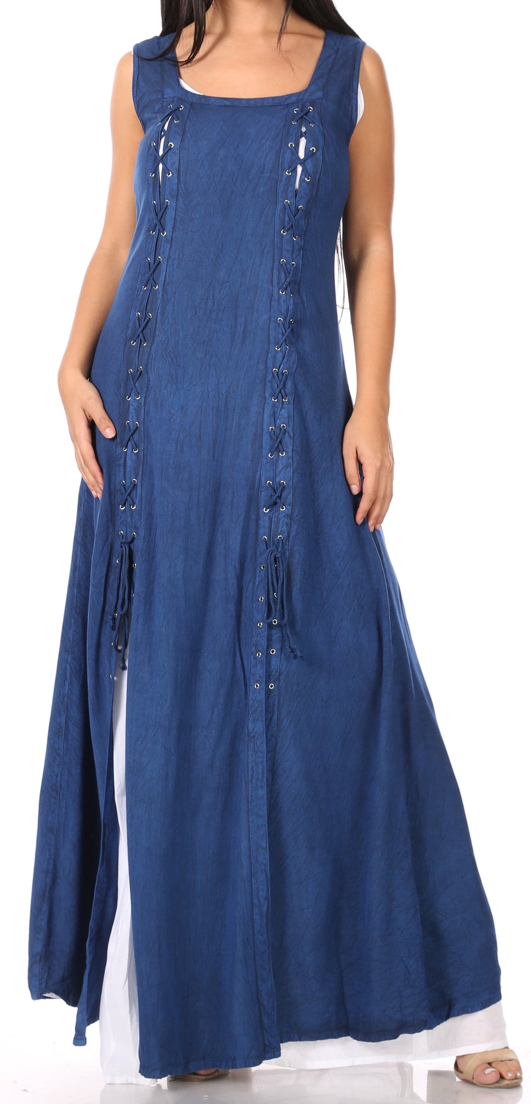 Sakkas Riva Women's Sleeveless Chemise + Over Dress Medieval Celtic Renaissance