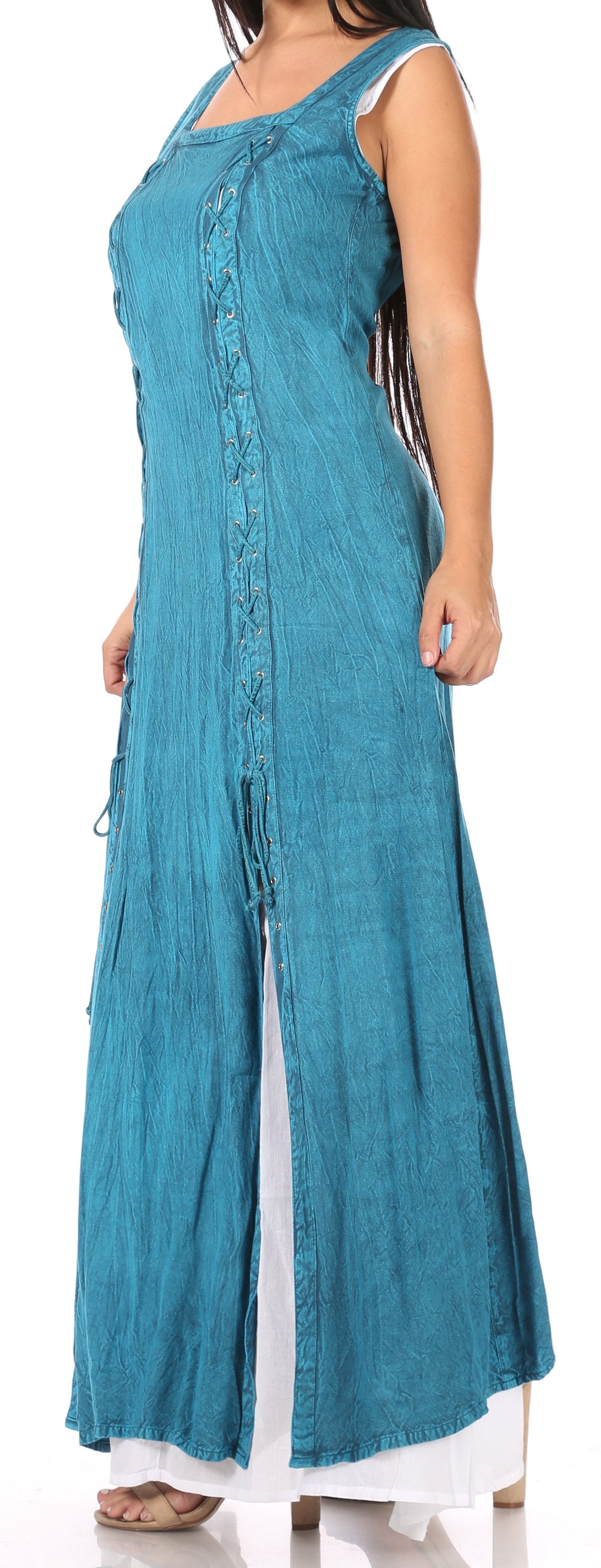 Sakkas Riva Women's Sleeveless Chemise + Over Dress Medieval Celtic Renaissance