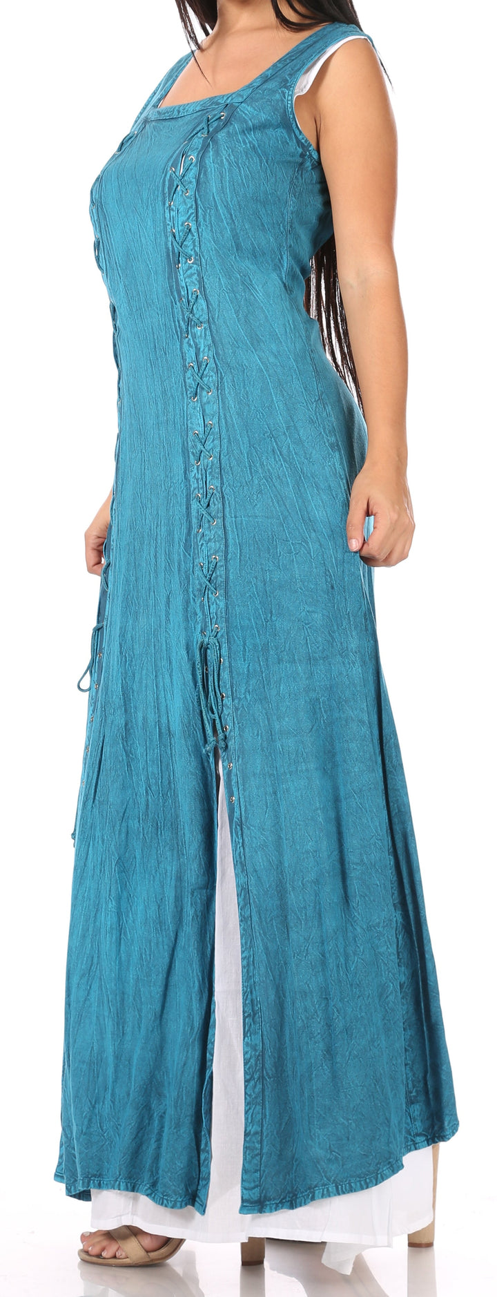 Sakkas Riva Women's Sleeveless Chemise + Over Dress Medieval Celtic Renaissance