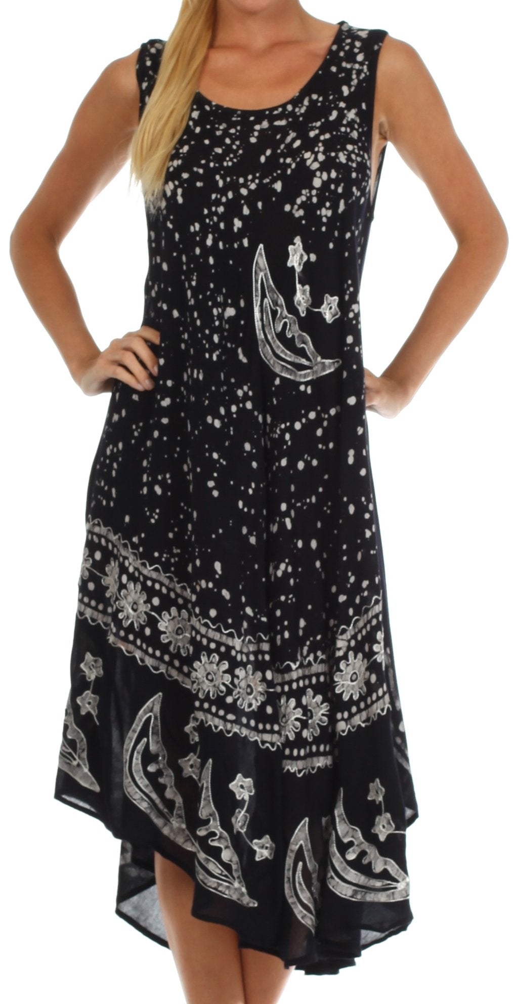 Sakkas Moon and Stars Batik Caftan Tank Dress / Cover Up
