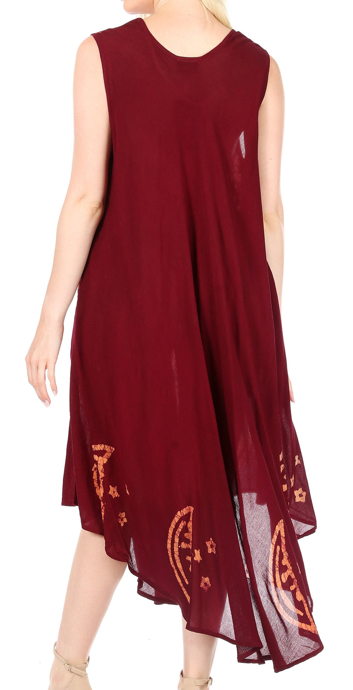 Sakkas Moon and Stars Batik Caftan Tank Dress / Cover Up