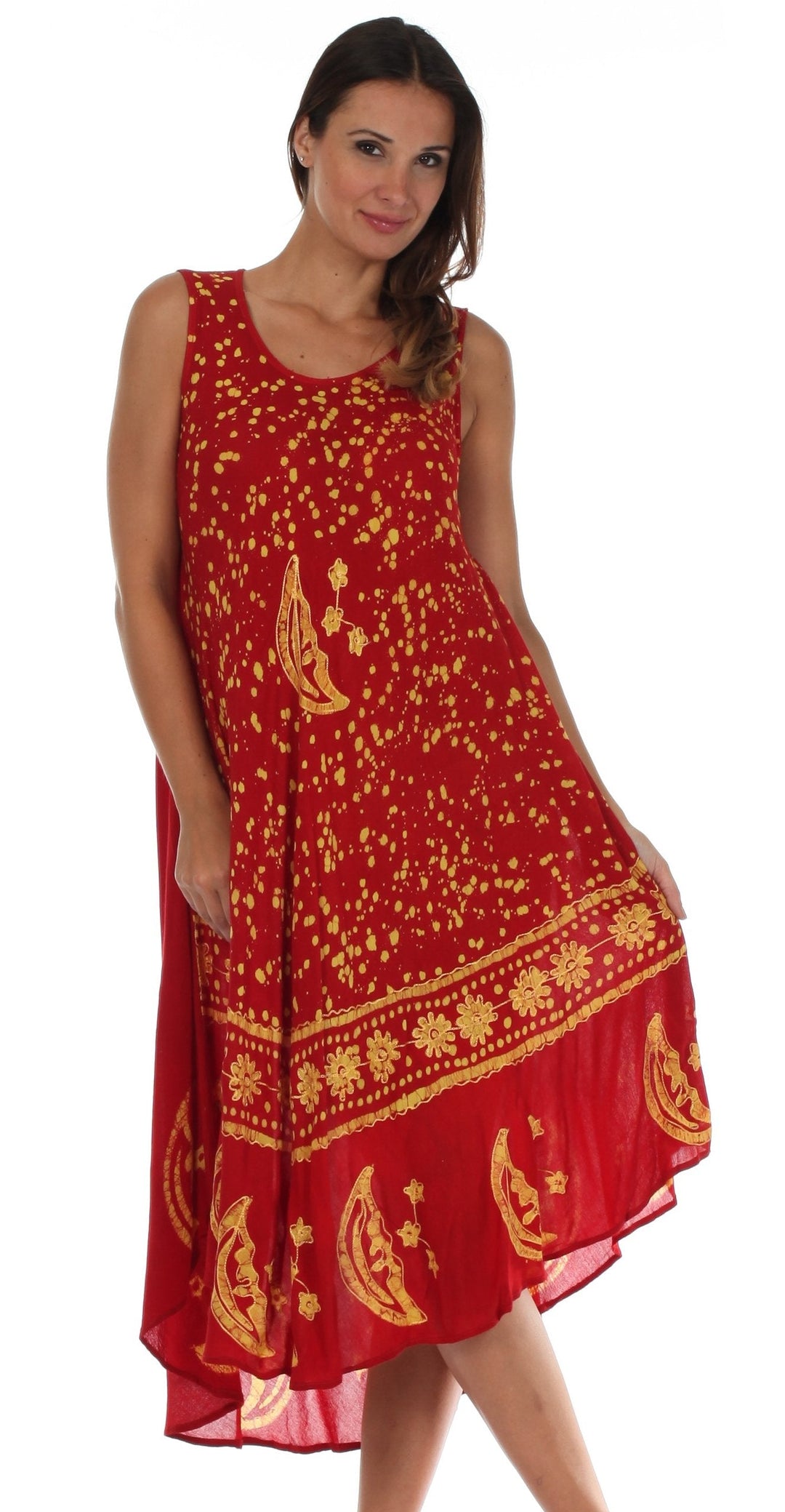 Sakkas Moon and Stars Batik Caftan Tank Dress / Cover Up