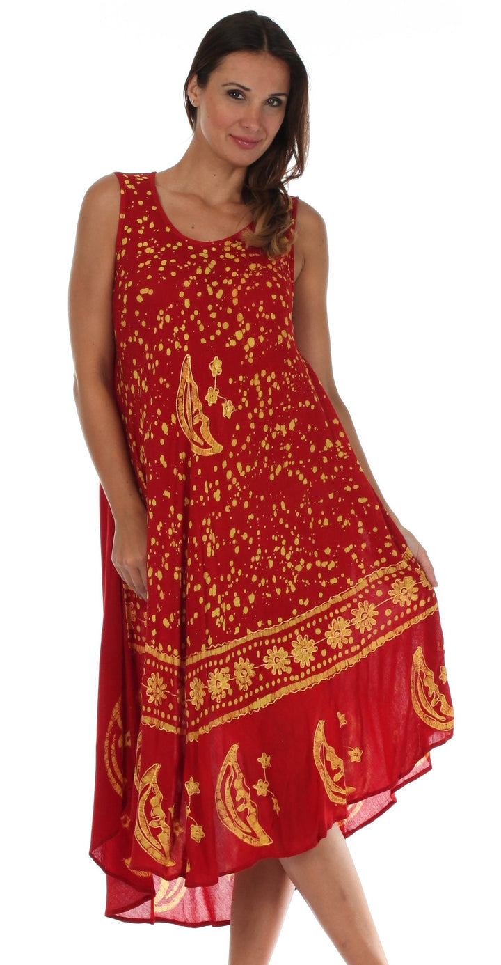 Sakkas Moon and Stars Batik Caftan Tank Dress / Cover Up