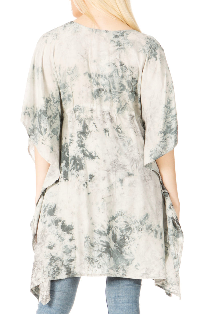 Sakkas Marcy Women's V-neck Caftan Top Tunic Dress - Perfect for Summer Boho Style & Swinging Coverup