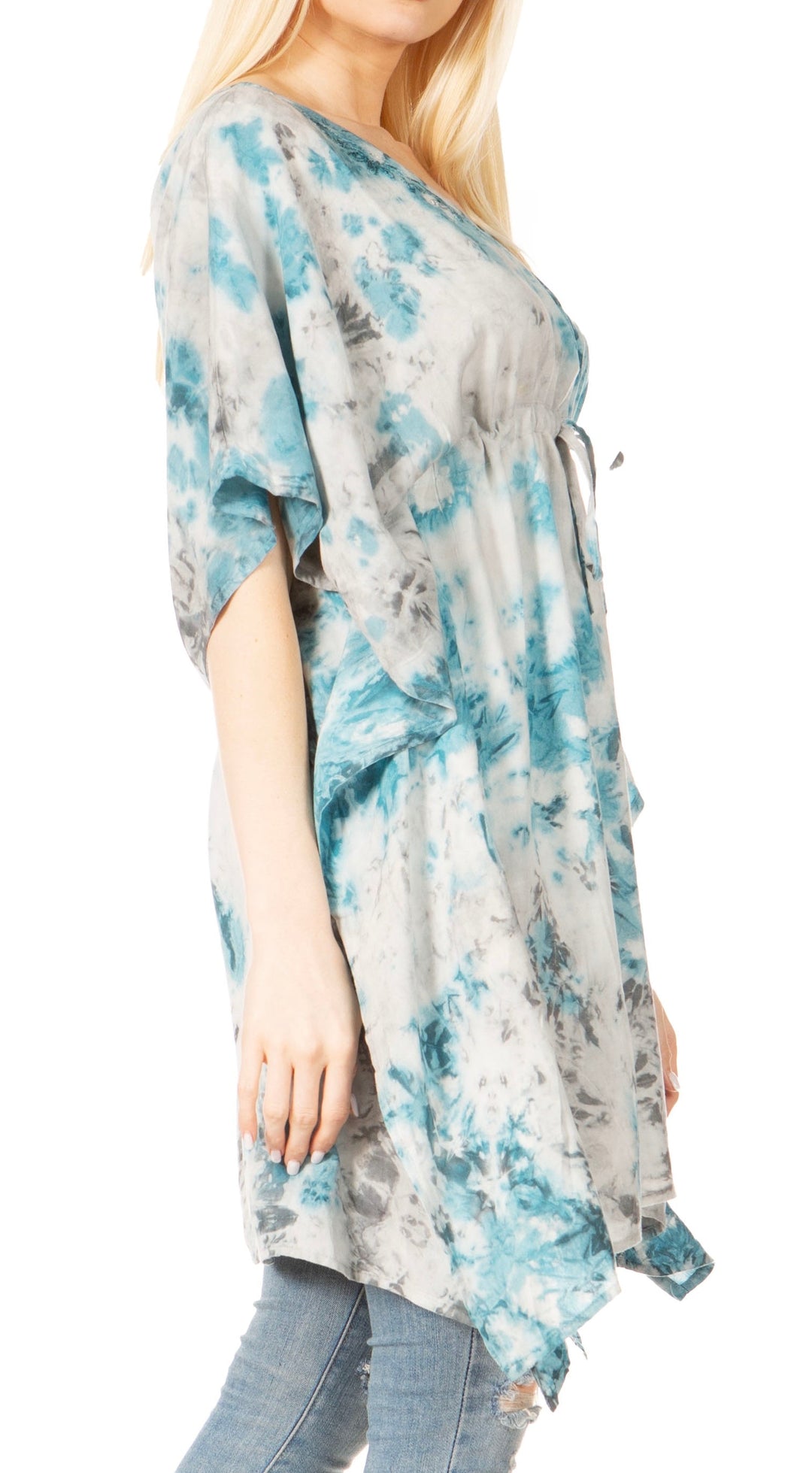 Sakkas Marcy Women's V-neck Caftan Top Tunic Dress - Perfect for Summer Boho Style & Swinging Coverup