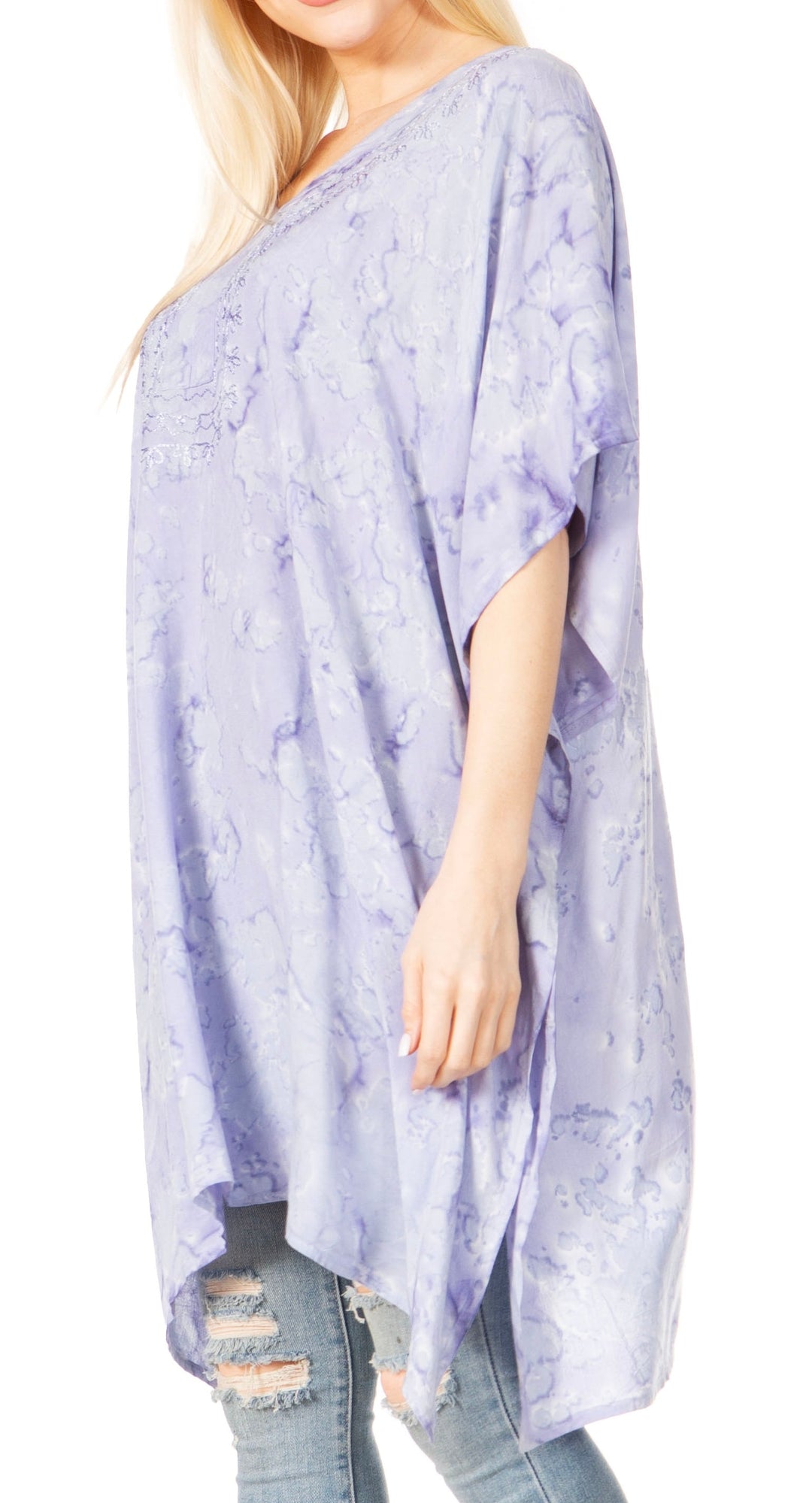 Sakkas Marcy Women's V-neck Caftan Top Tunic Dress - Perfect for Summer Boho Style & Swinging Coverup