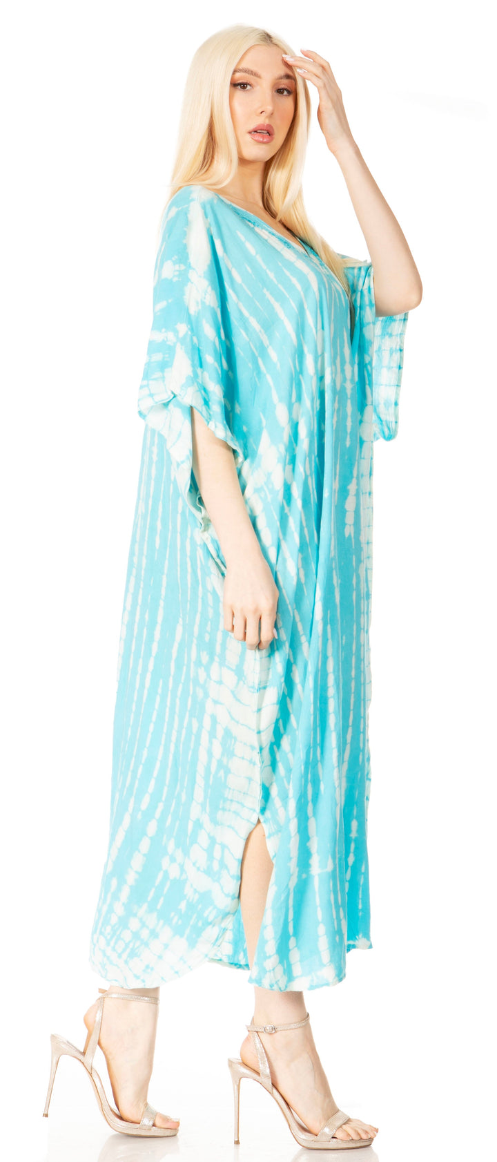 Sakkas Maitte Women's V-Neck Printed Kaftan Cover-Up Dress for the Beach