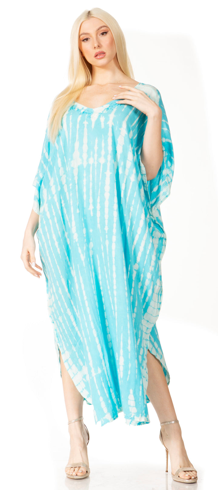 Sakkas Maitte Women's V-Neck Printed Kaftan Cover-Up Dress for the Beach