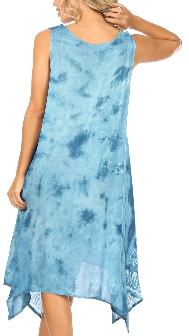 Sakkas Tinna Women's Casual Sleeveless Tank Flare Midi Boho Print Dress Cover-up