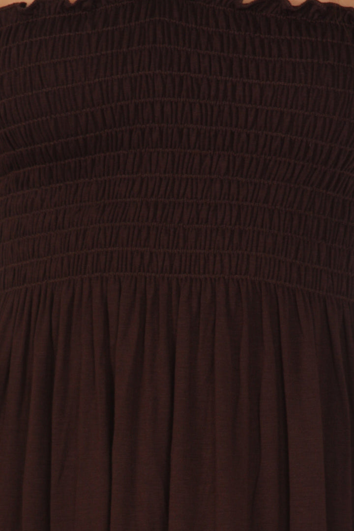 Sakkas Soft Jersey Feel Solid Color Smocked Bodice String Halter Long Dress