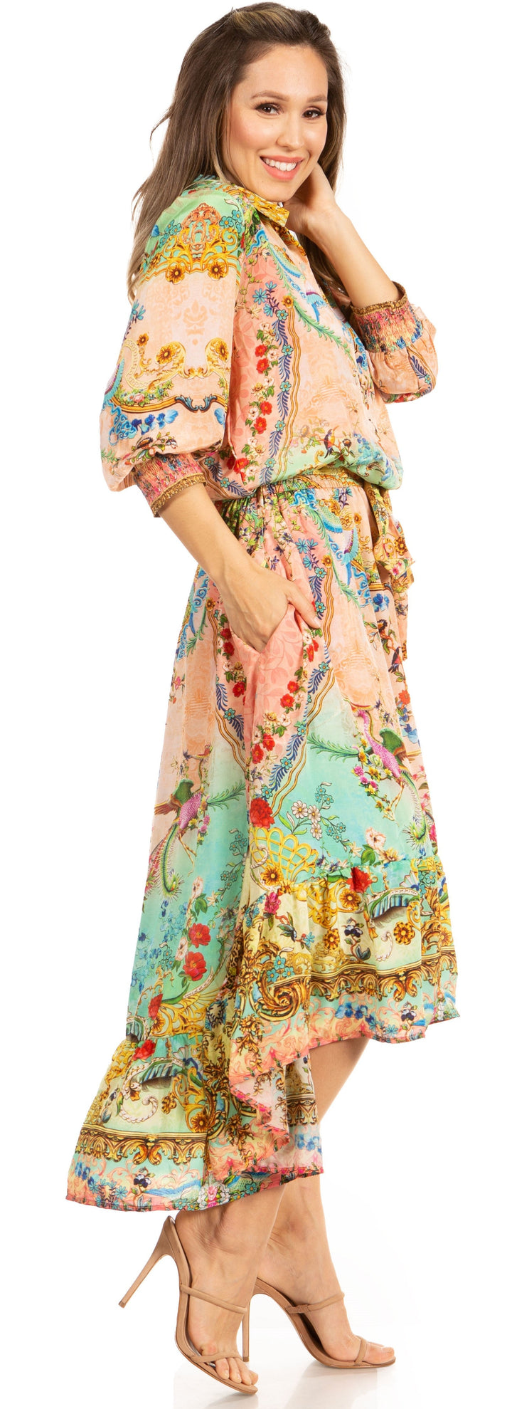 Sakkas Andreas Women's Maxi Dress with Ruffles and Buttons