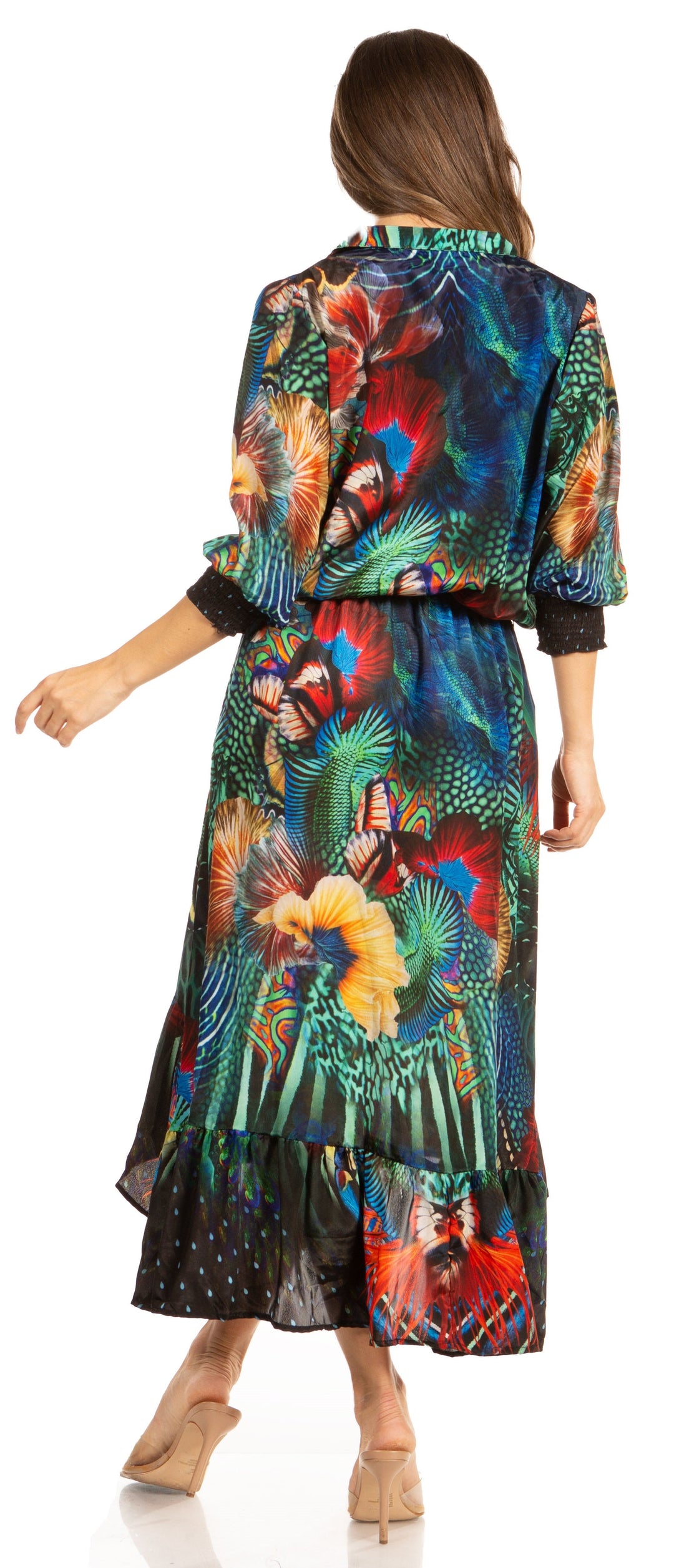 Sakkas Andreas Women's Maxi Dress with Ruffles and Buttons