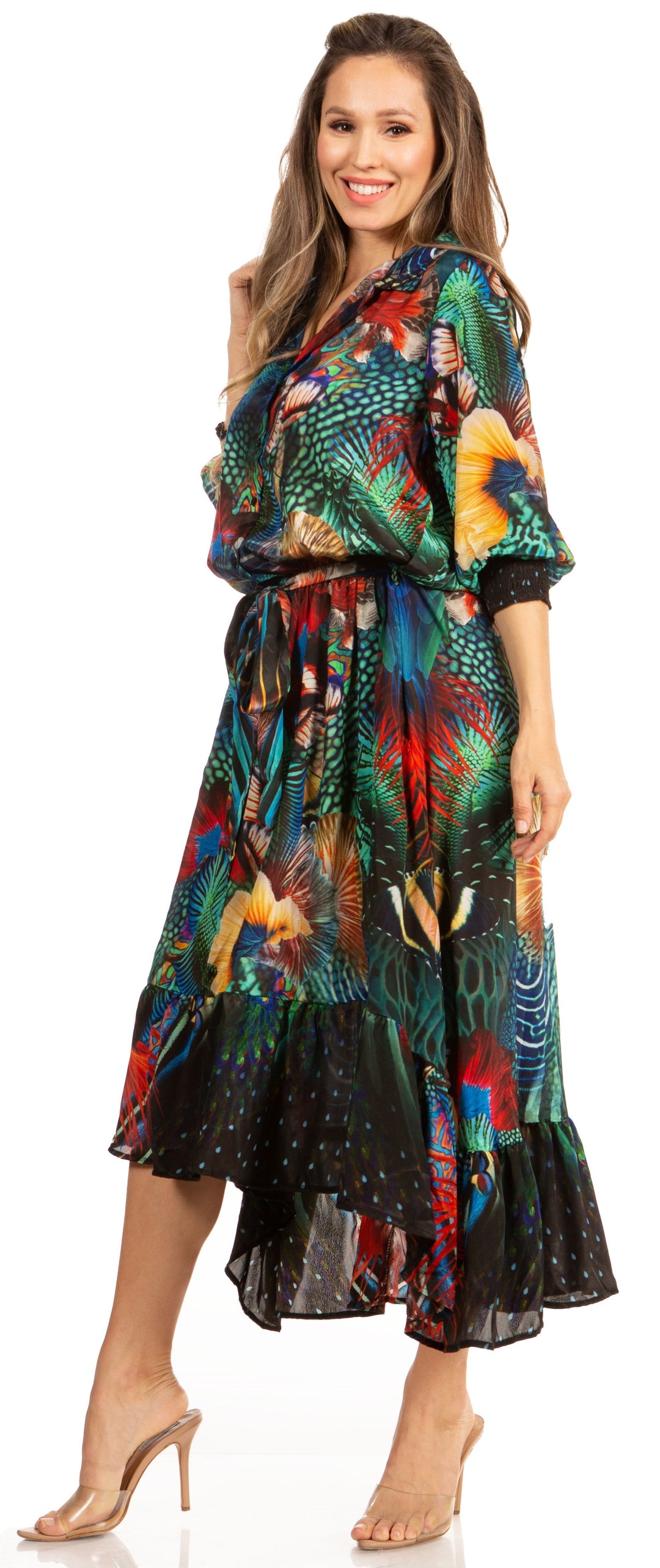 Sakkas Andreas Women's Maxi Dress with Ruffles and Buttons