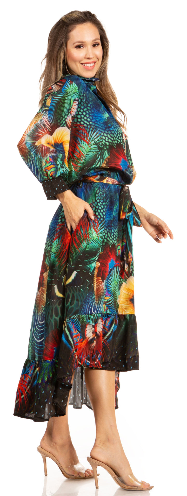 Sakkas Andreas Women's Maxi Dress with Ruffles and Buttons