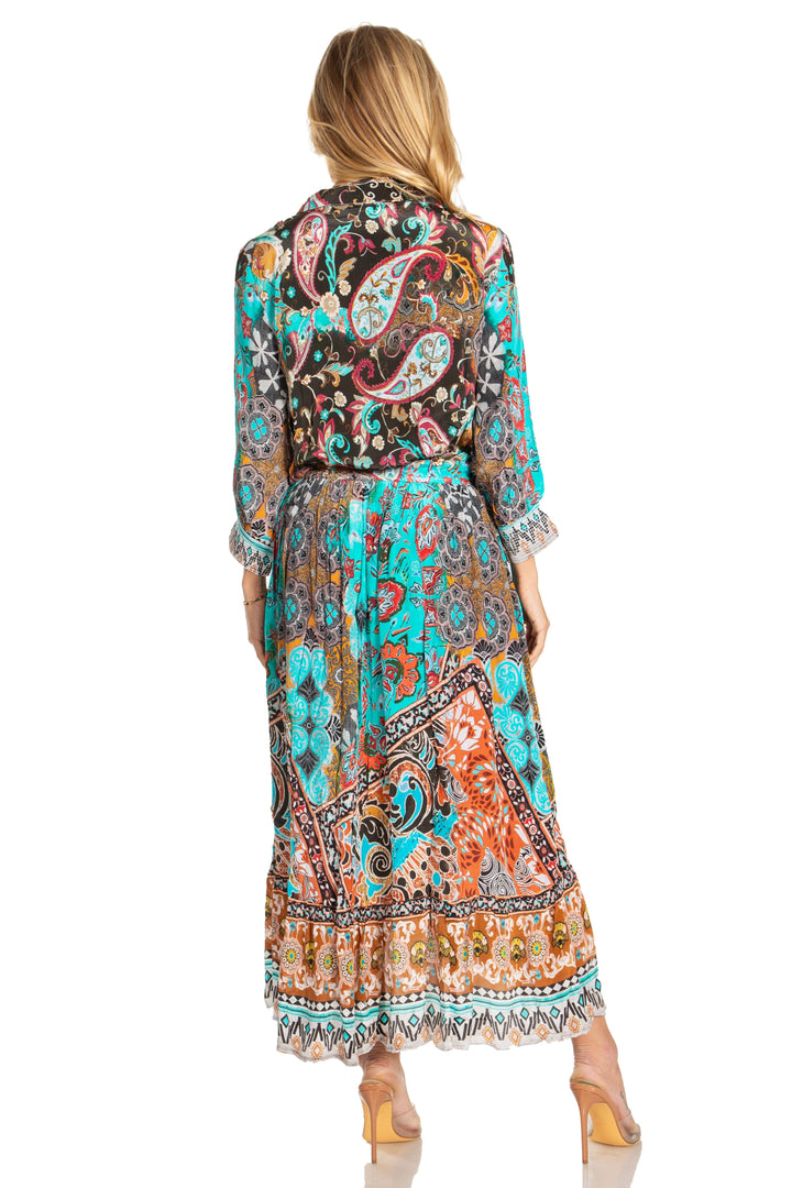 Sakkas Andreas Women's Maxi Dress with Ruffles and Buttons