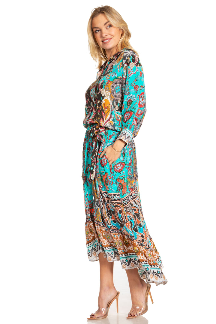 Sakkas Andreas Women's Maxi Dress with Ruffles and Buttons