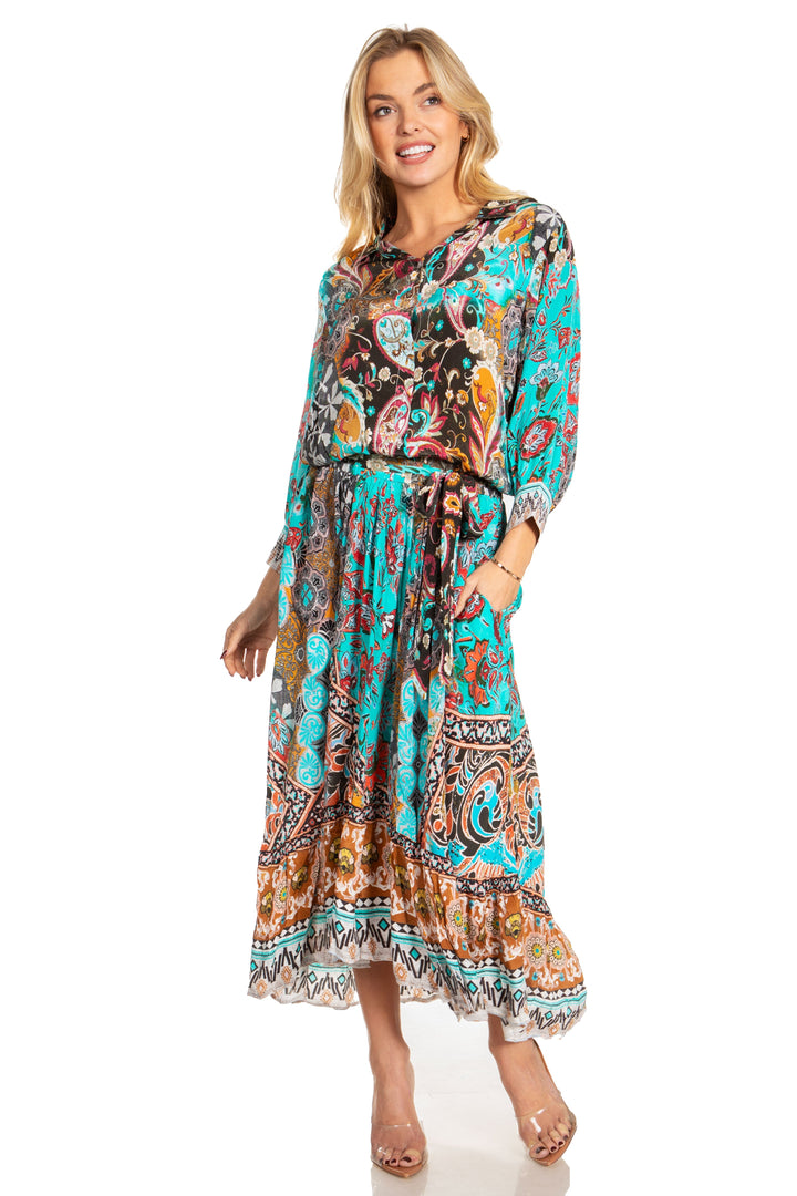 Sakkas Andreas Women's Maxi Dress with Ruffles and Buttons