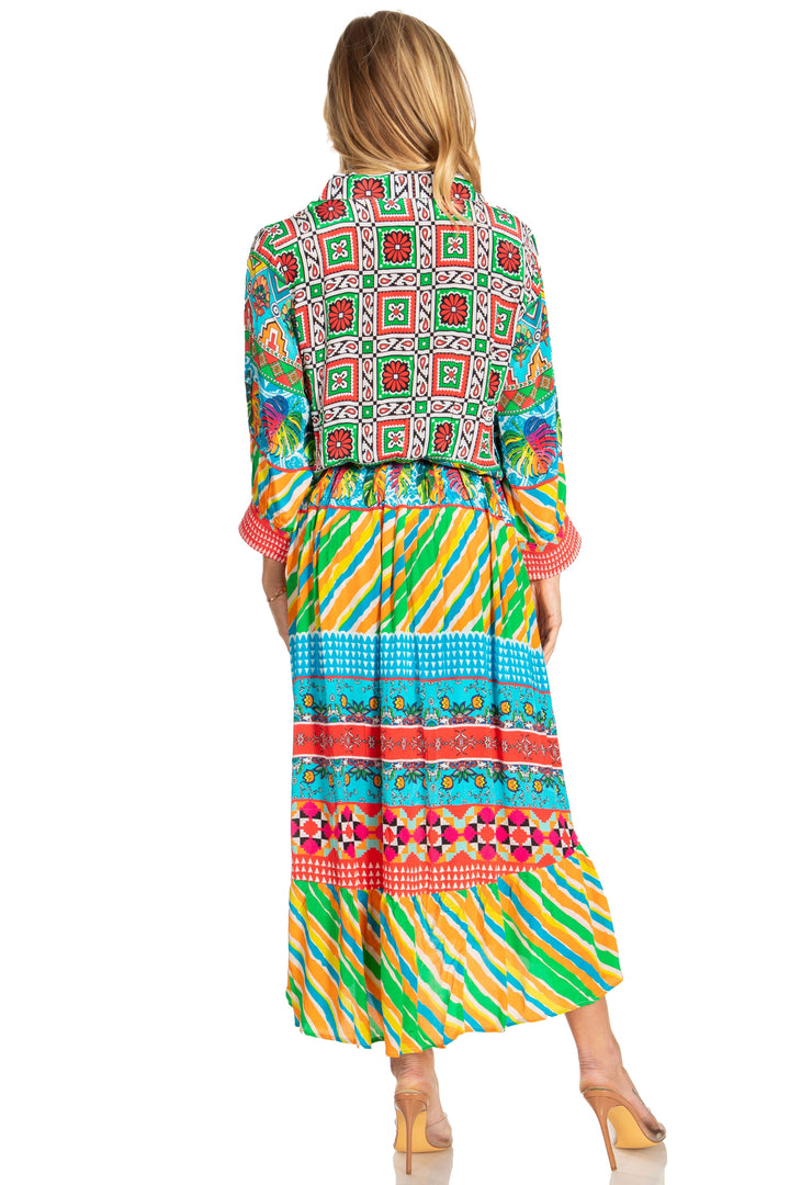 Sakkas Andreas Women's Maxi Dress with Ruffles and Buttons