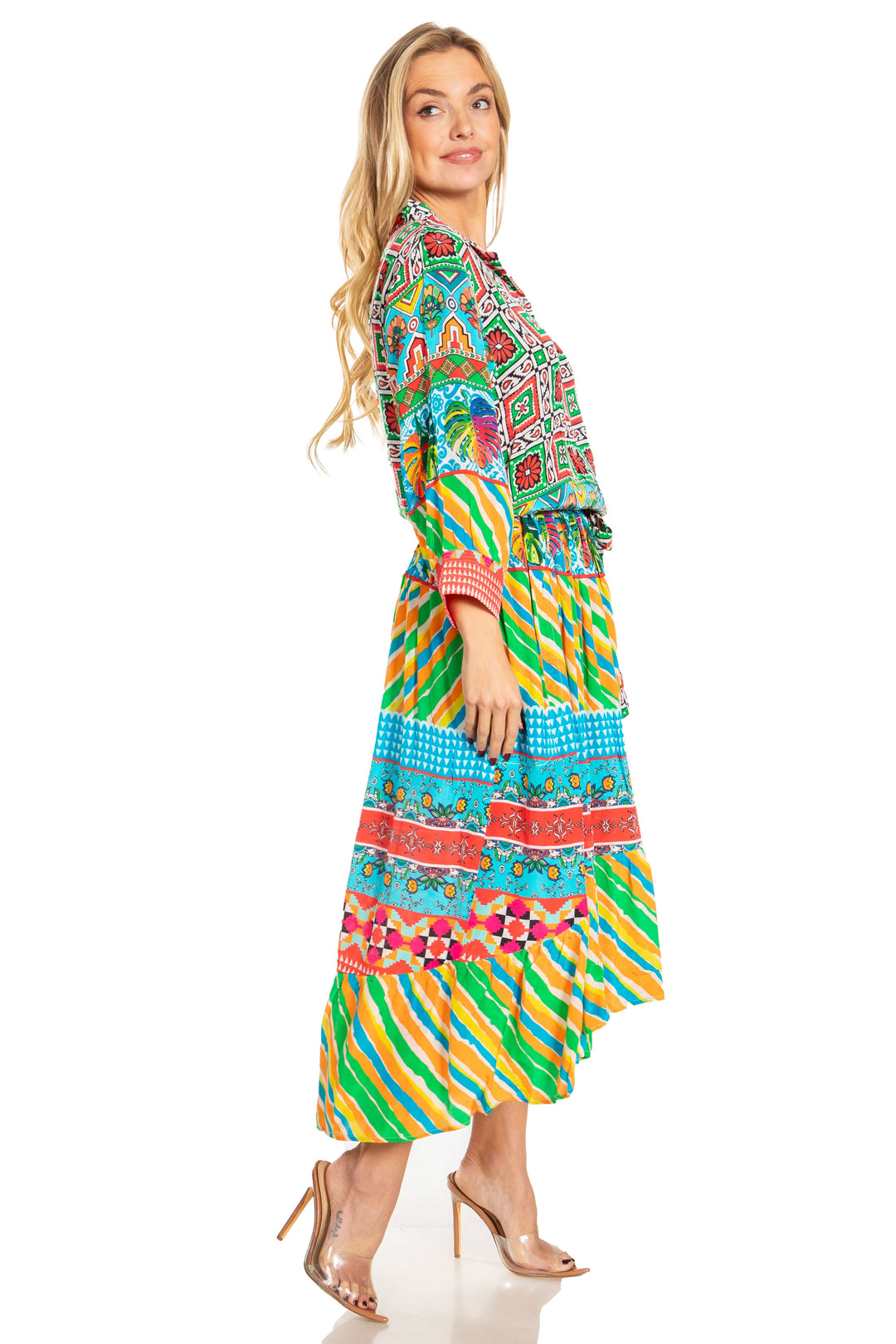 Sakkas Andreas Women's Maxi Dress with Ruffles and Buttons