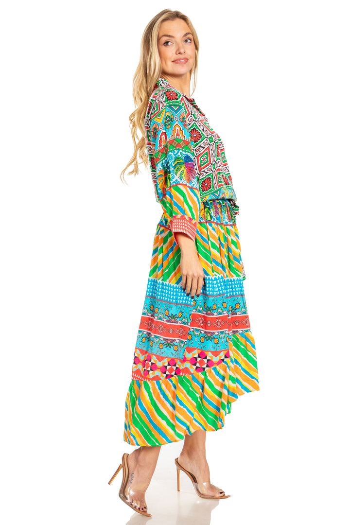 Sakkas Andreas Women's Maxi Dress with Ruffles and Buttons