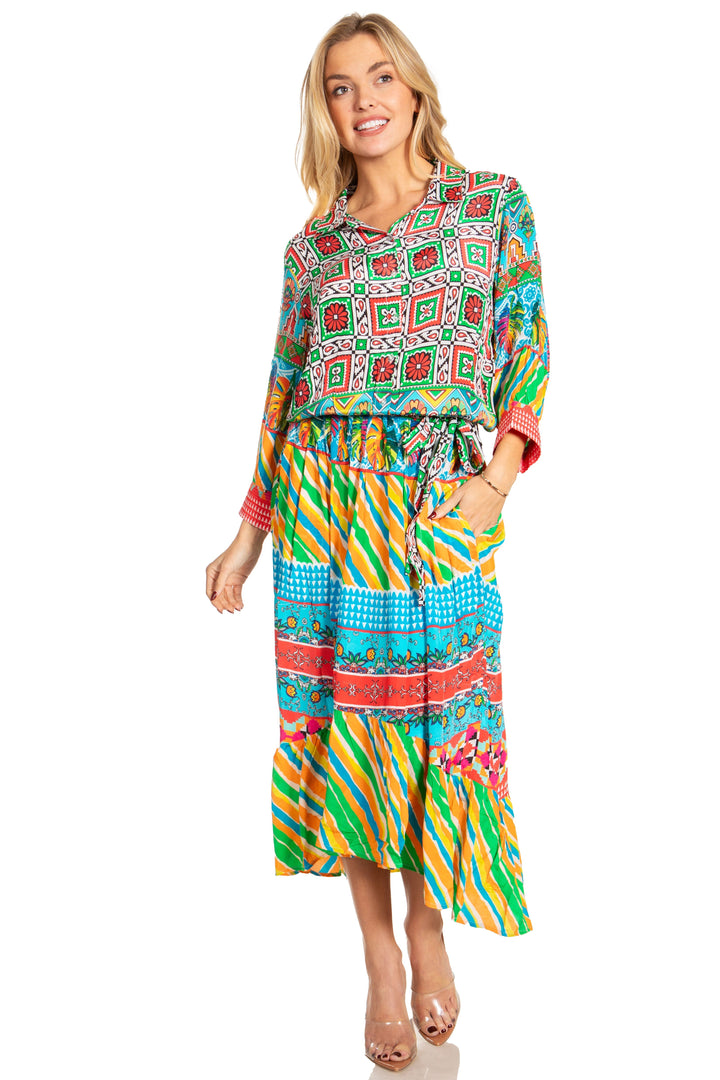 Sakkas Andreas Women's Maxi Dress with Ruffles and Buttons