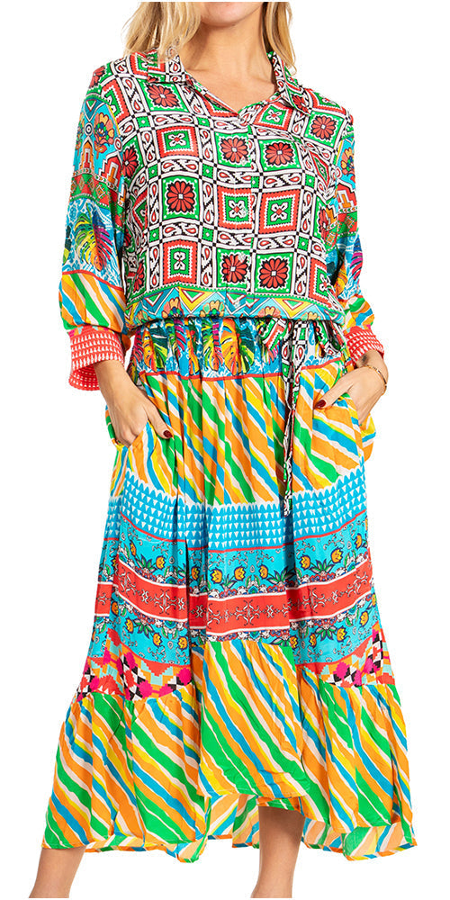 Sakkas Andreas Women's Maxi Dress with Ruffles and Buttons