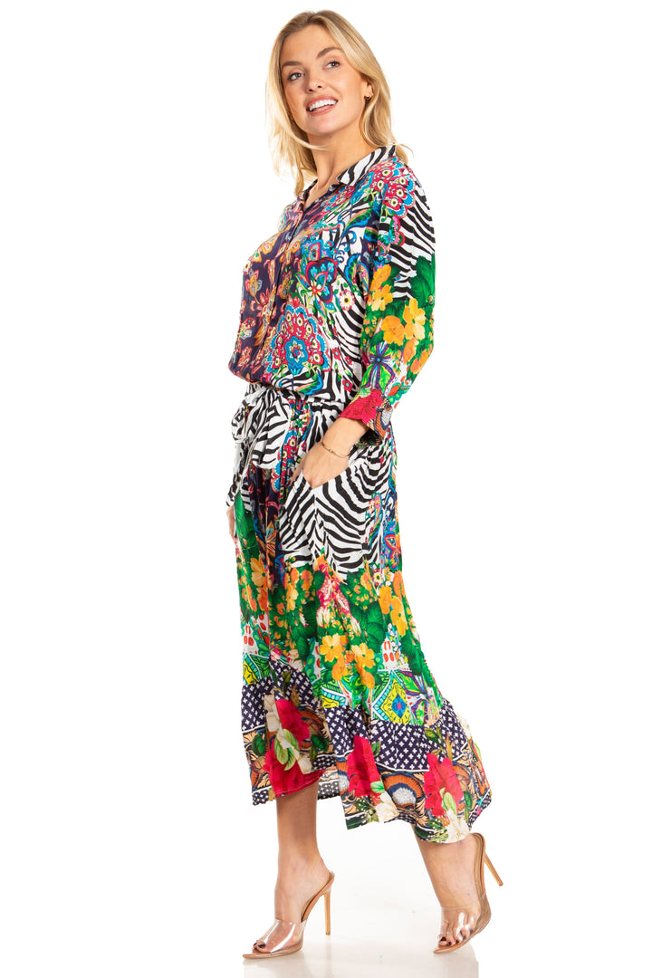 Sakkas Andreas Women's Maxi Dress with Ruffles and Buttons