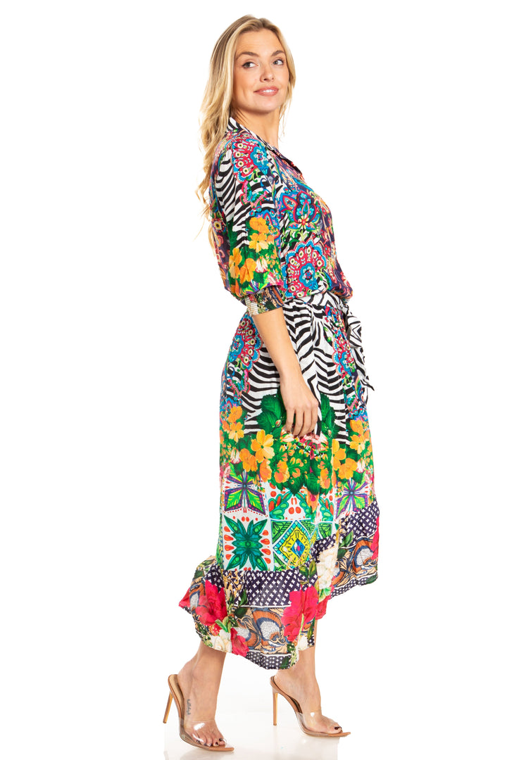 Sakkas Andreas Women's Maxi Dress with Ruffles and Buttons