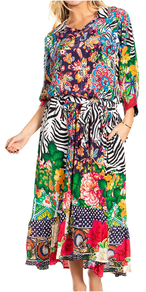 Sakkas Andreas Women's Maxi Dress with Ruffles and Buttons