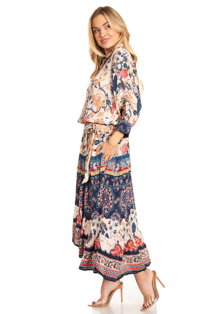 Sakkas Andreas Women's Maxi Dress with Ruffles and Buttons