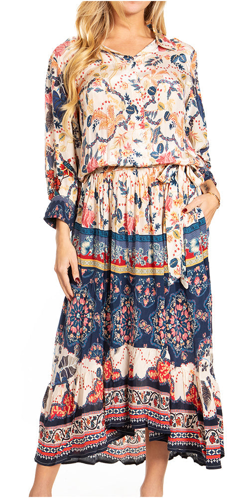 Sakkas Andreas Women's Maxi Dress with Ruffles and Buttons