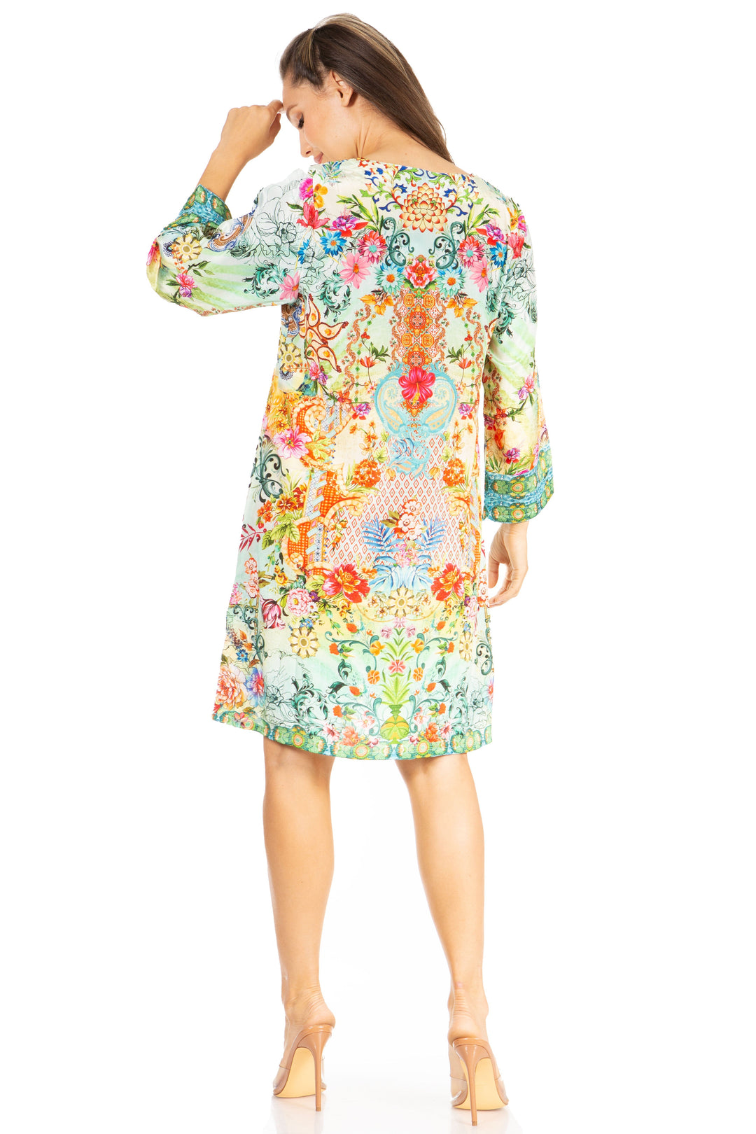 Sakkas Rosa Boho Style Floral Tunic Dress - Women&