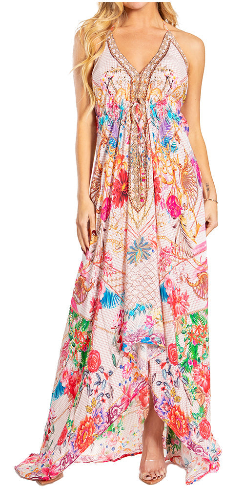 Sakkas Lizi 2025 Womens Maxi High-low Halter Handkerchief Long Dress Beach Party