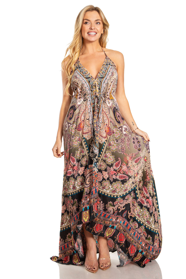 Sakkas Lizi 2025 Womens Maxi High-low Halter Handkerchief Long Dress Beach Party