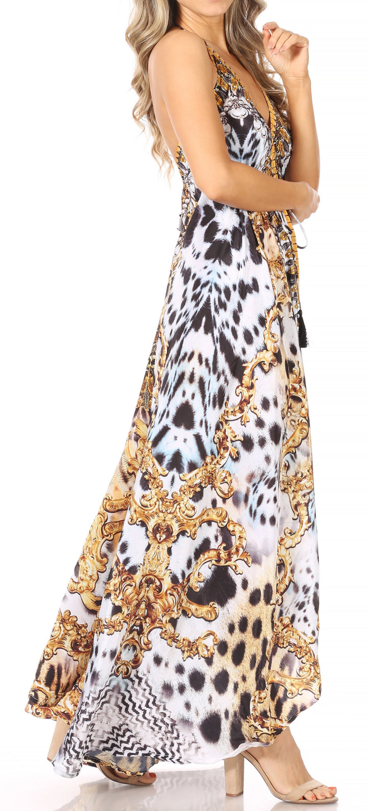 Sakkas Lizi Womens Maxi High-low Halter Handkerchief Long Dress Beach Party