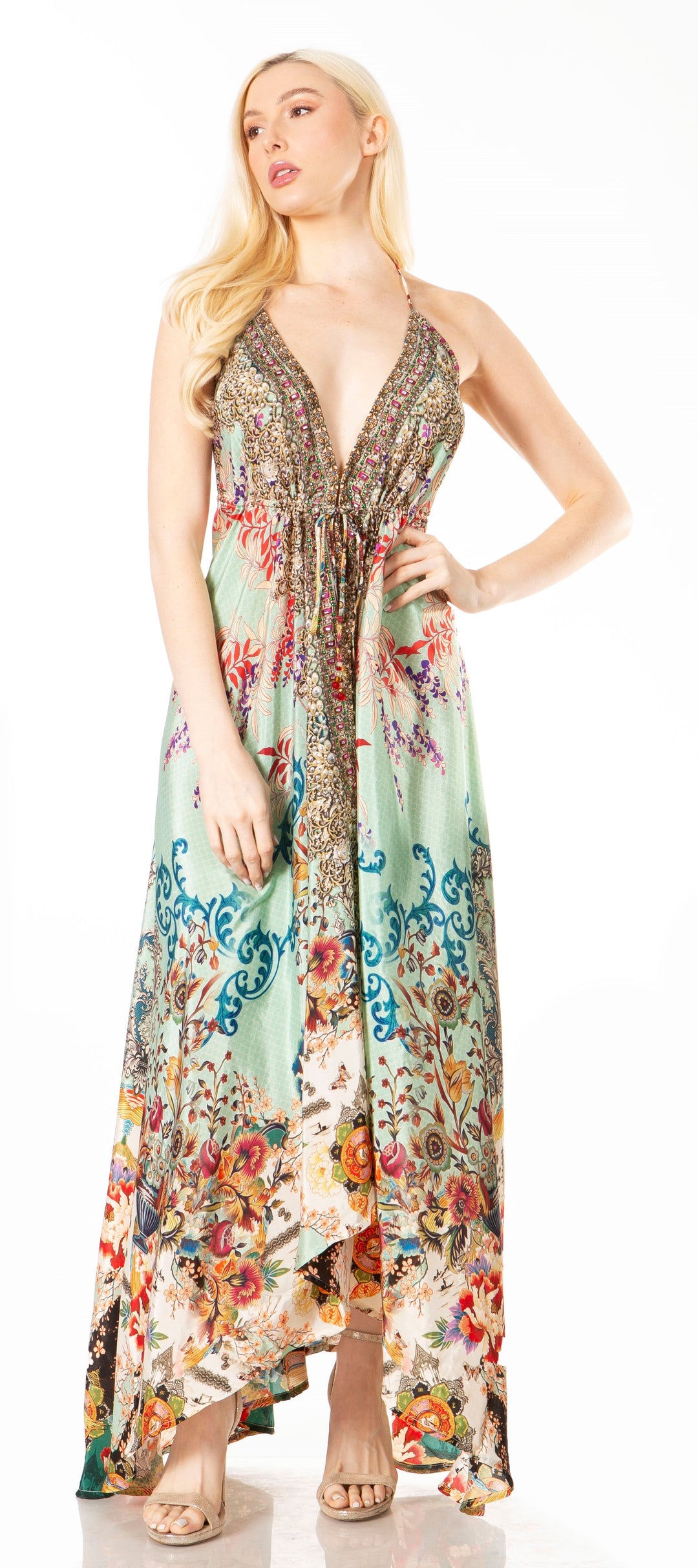 Sakkas Lizi 2 Women's High-Low Halter Maxi Dress for Beach and Vacation Parties