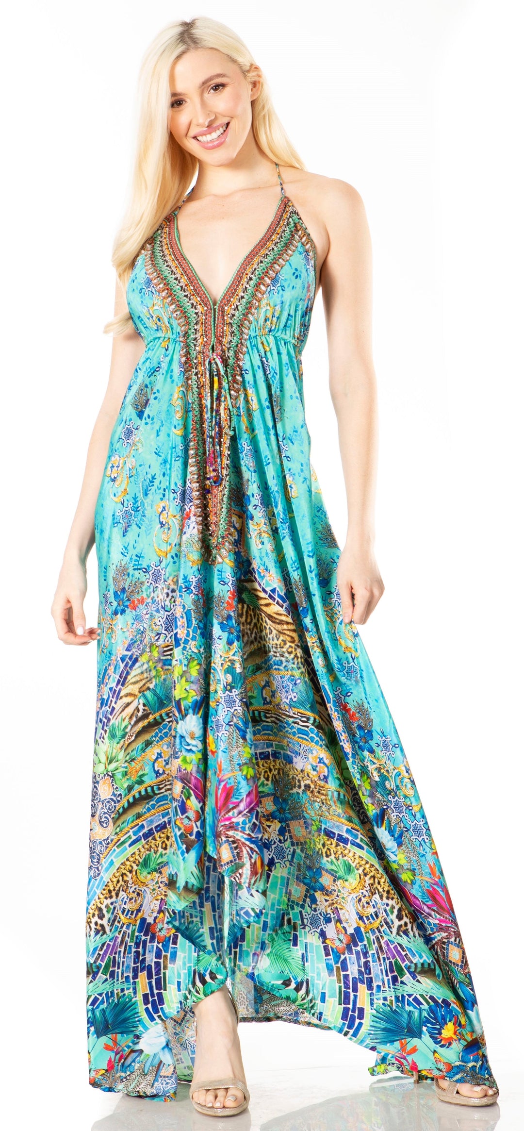 Sakkas Lizi 2 Women's High-Low Halter Maxi Dress for Beach and Vacation Parties