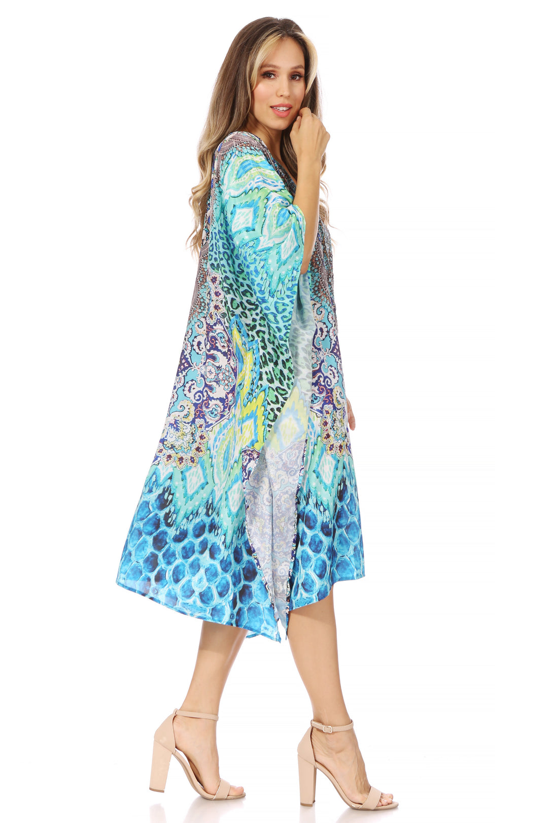 Sakkas MiuMiu Ligthweight Summer Printed Short Caftan Dress / Cover Up