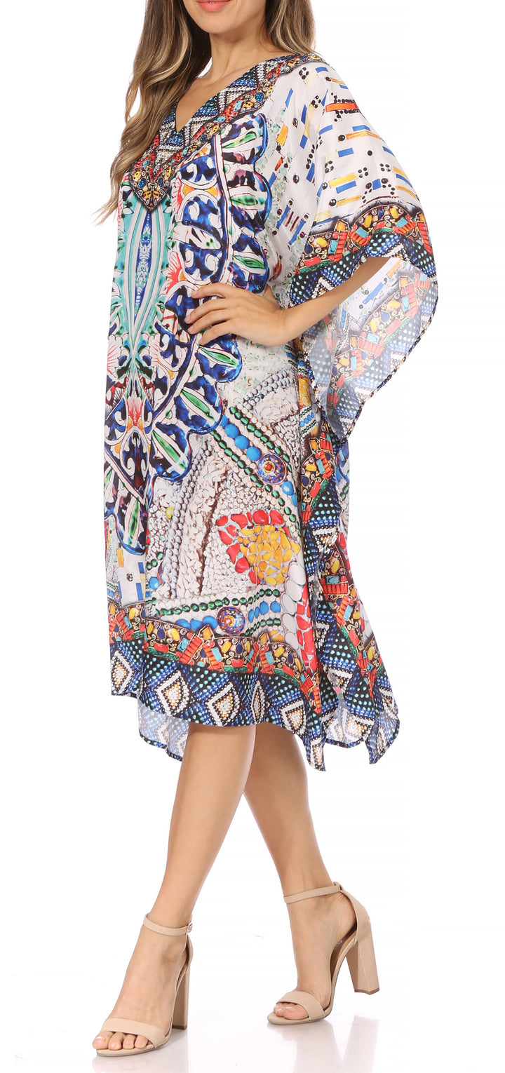 Sakkas MiuMiu Ligthweight Summer Printed Short Caftan Dress / Cover Up